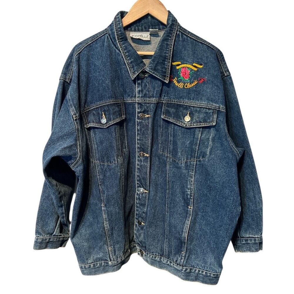 Vintage 90s Y2K Forelli Classic Denim Trucker Jacket Women’s Size 18